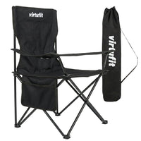 VirtuFit Opvouwbare Camping Stoel - Strandstoel - Zwart - Hoofdafbeelding