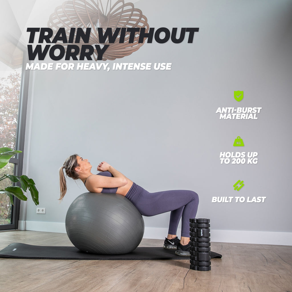 VirtuFit Anti-Burst Fitnessbal Pro - Gymbal - Swiss Ball - met Pomp - Zwart - 55 cm
