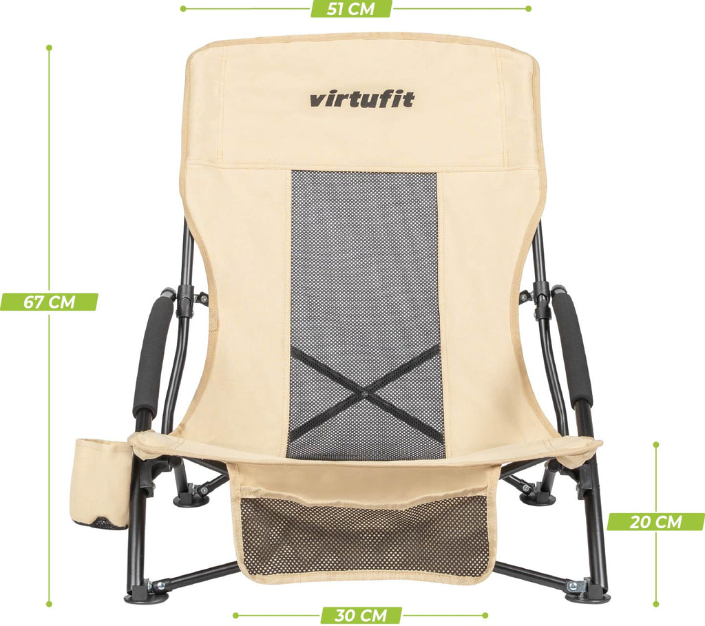 VirtuFit Strandstoel opvouwbaar - Campingstoel - Beige - Tweedekans