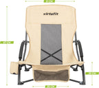 VirtuFit Strandstoel opvouwbaar - Campingstoel - Beige - Tweedekans