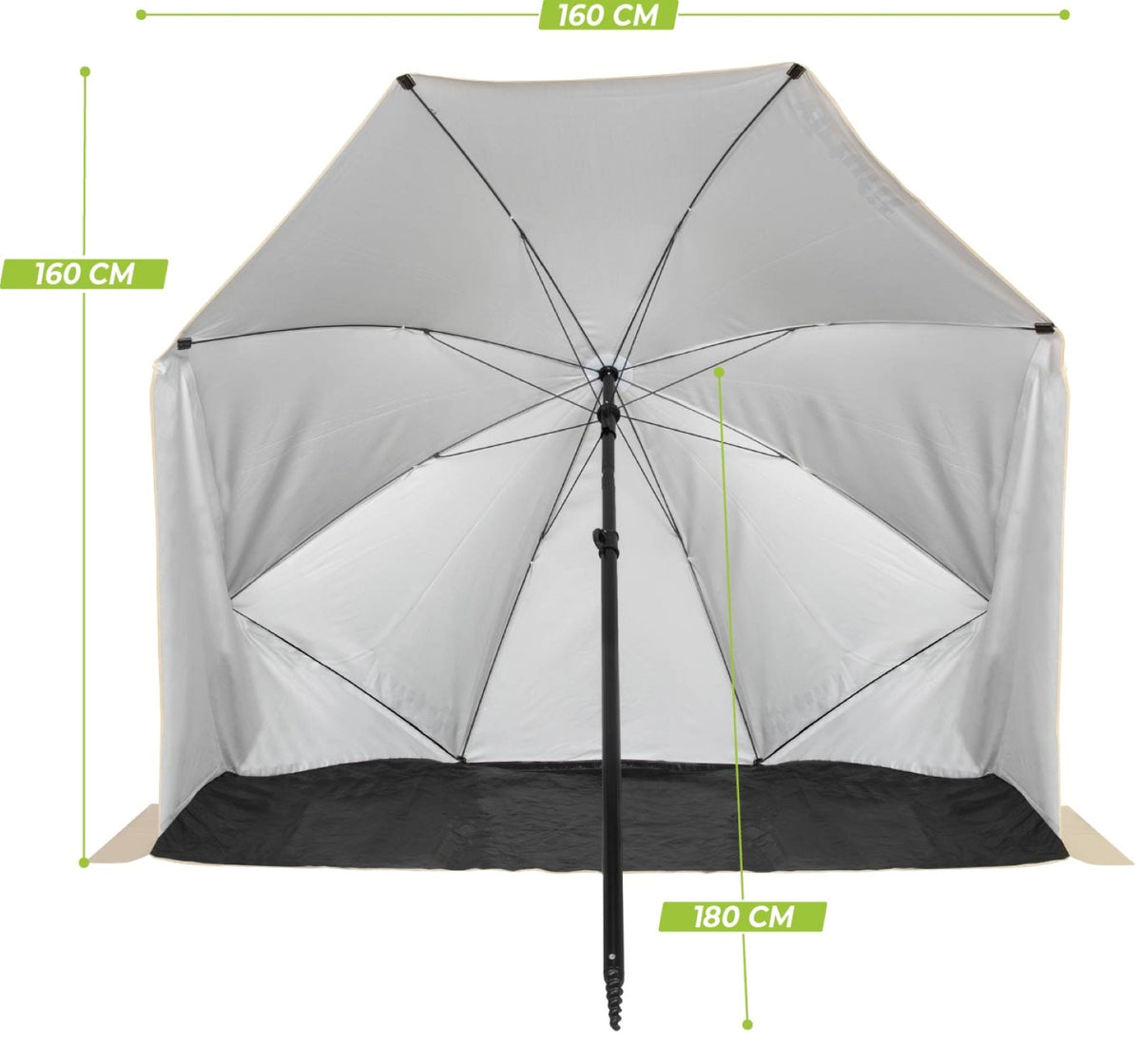 VirtuFit Strandparasol - Windscherm - Strandtent - 160 cm - Beige - Tweedekans