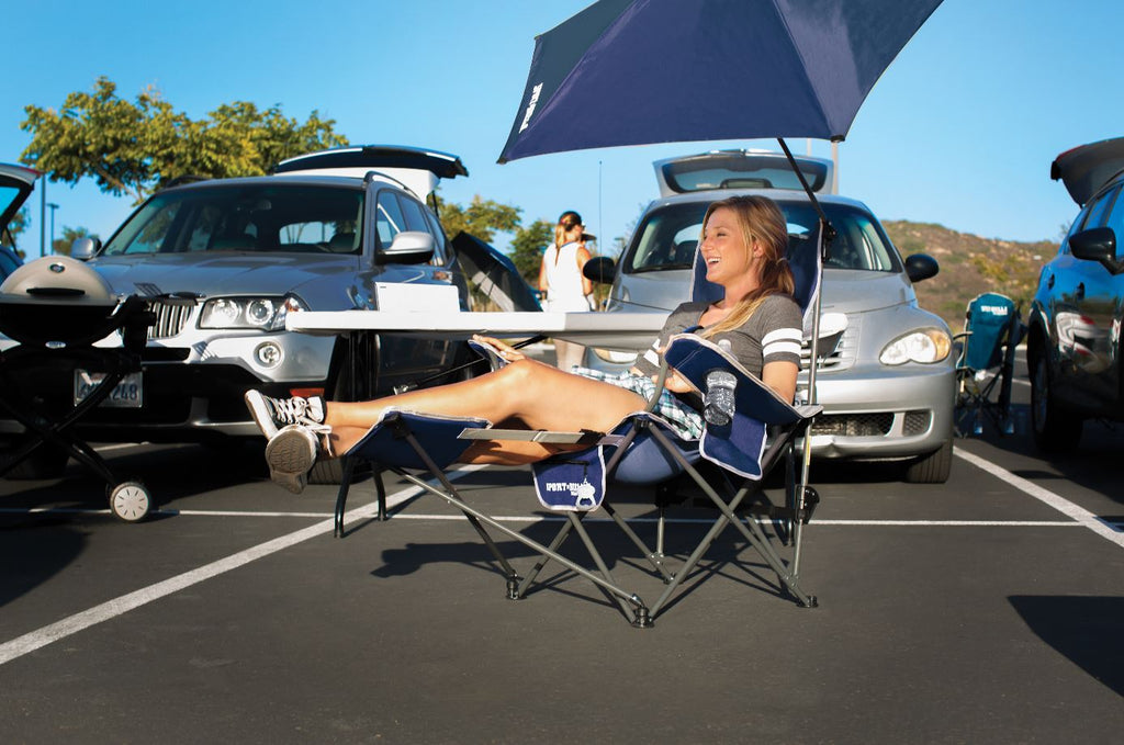 Sport-Brella Verstelbare Campingstoel - Visstoel - Strandstoel met Parasol - Blauw