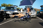 Sport-Brella Verstelbare Campingstoel - Visstoel - Strandstoel met Parasol - Blauw