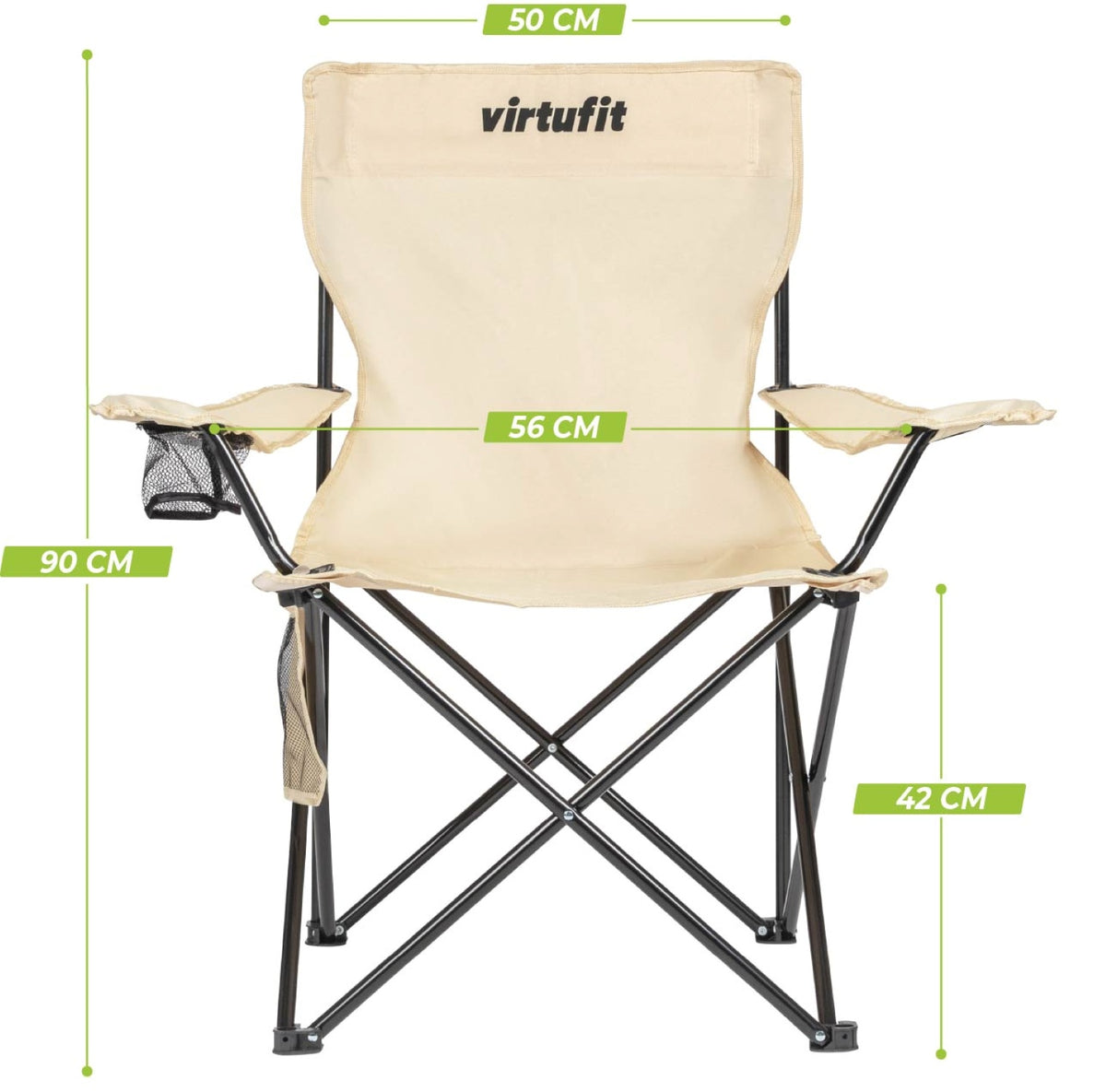 VirtuFit Opvouwbare Camping Stoel - Strandstoel - Beige - Tweedekans