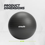 VirtuFit Anti-Burst Fitnessbal Pro - Gymbal - Swiss Ball - met Pomp - Zwart - 85 cm