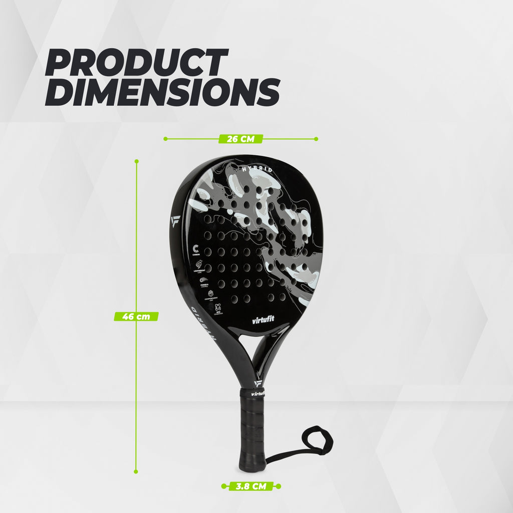 VirtuFit Hybrid Padel Racket - Zwart - Grijs