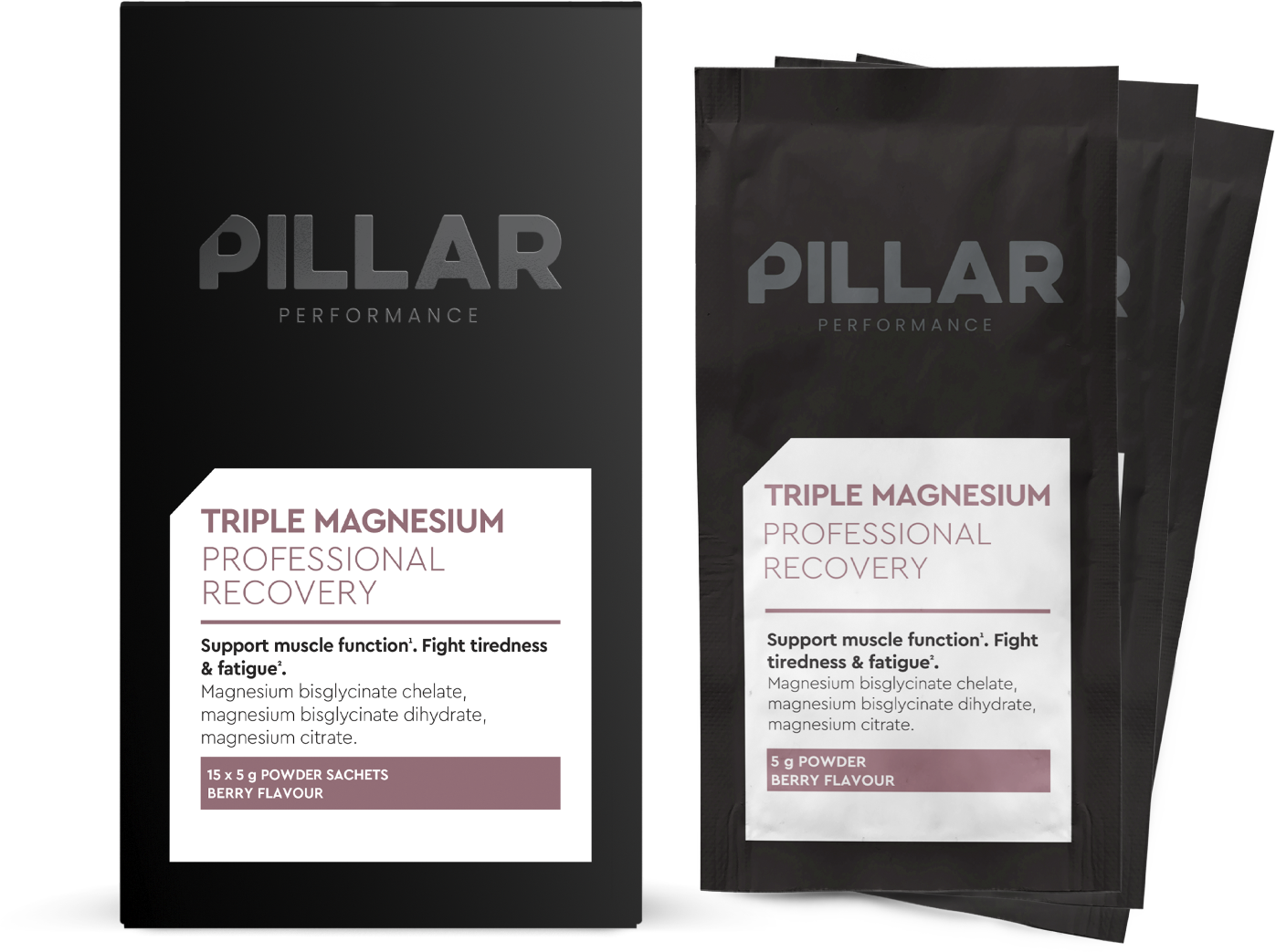 PILLAR Performance Triple Magnesium Travel Pack - 15 x 5 gr - Berry