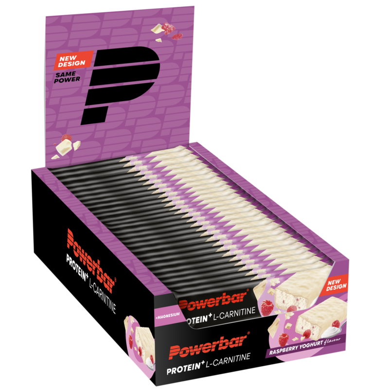 Powerbar Protein+ Bar L-Carnitine - 30 x 35 gr - Yoghurt Framboos
