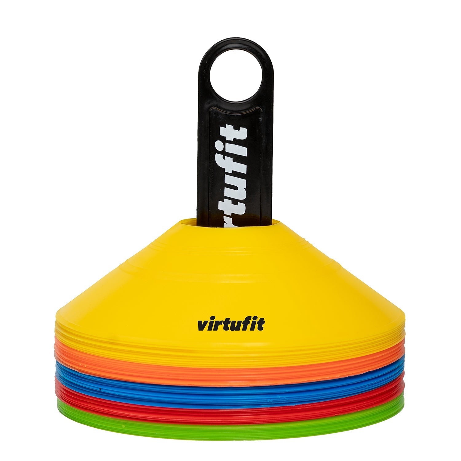 VirtuFit Trainingshoedjes met houder - Pionnen - 50 Stuks - Incl. draagnet - Tweedekans