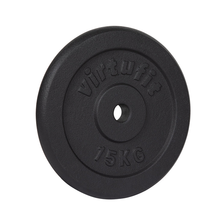 VirtuFit Gietijzeren Halterschijf - Halter gewicht - 30 mm - 15 kg - Zwart - Tweedekans