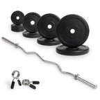 VirtuFit Rubberen Halterset - EZ Curlstang - Veerclip - 30 mm - 25 kg - Tweedekans