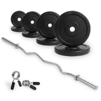 VirtuFit Rubberen Halterset - EZ Curlstang - Veerclip - 30 mm - 43 kg - Tweedekans