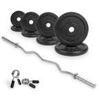 VirtuFit Gietijzeren Halterset - EZ Curlstang - Veerclip - 30 mm - 43 kg - Tweedekans