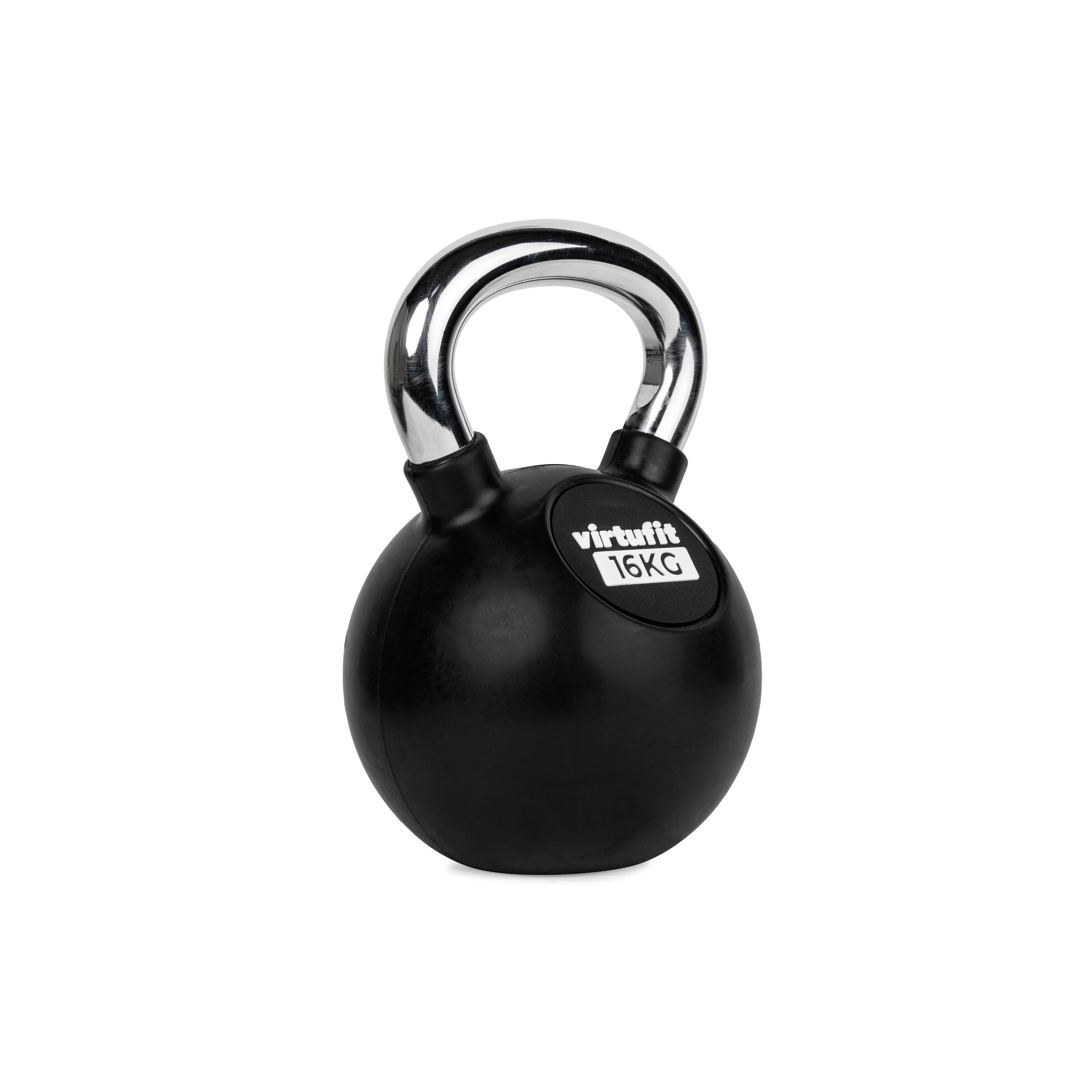 VirtuFit Kettlebell - Rubber/Chroom - 16 kg - Tweedekans