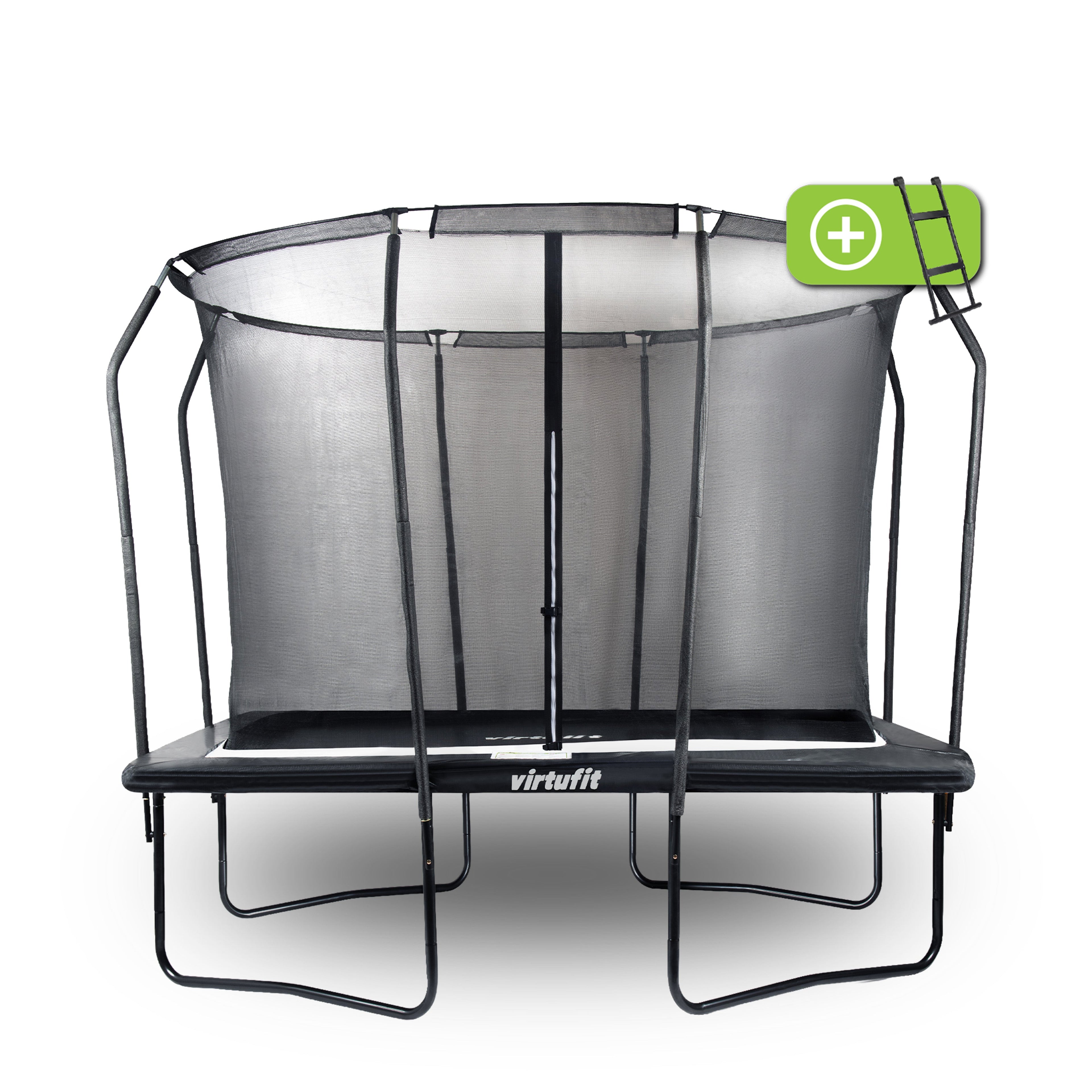 VirtuFit Premium Rechthoekige Trampoline met Veiligheidsnet - Zwart - 183 x 274 cm - Gratis trap - Tweedekans