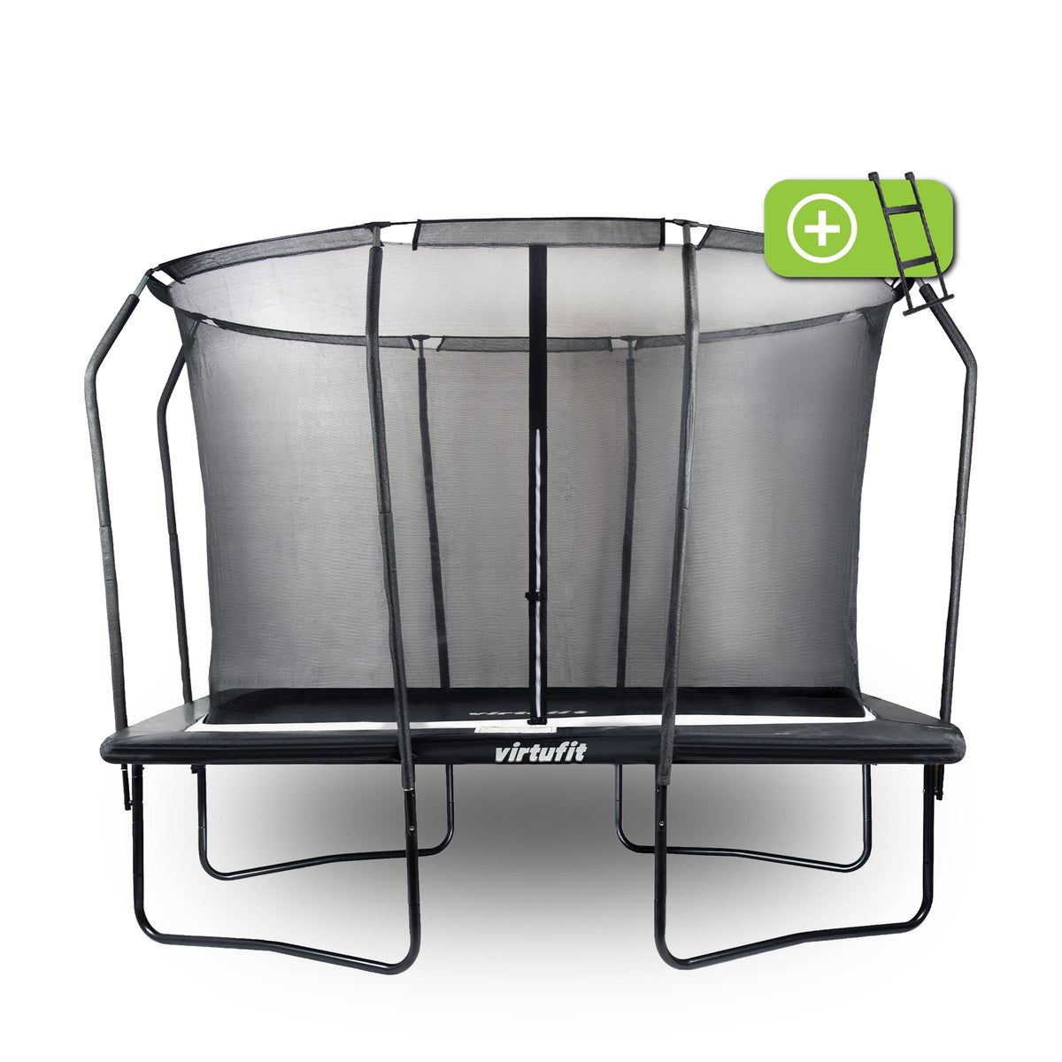 VirtuFit Premium Rechthoekige Trampoline met Veiligheidsnet - Zwart - 213 x 305 cm - Gratis trap - Tweedekans
