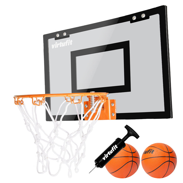 VirtuFit Pro Mini Basketbalbord met 2 Ballen en Pomp - Zwart - Tweedekans