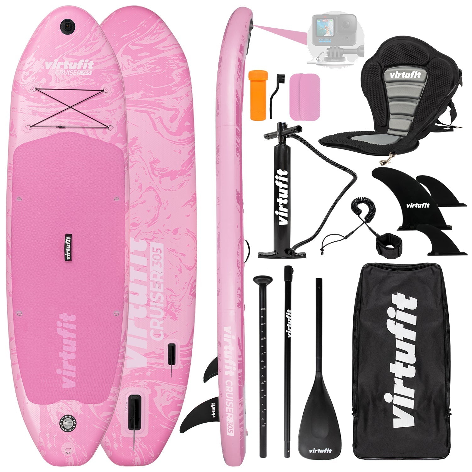 VirtuFit Supboard Cruiser 305 - Pink - Met Kajak zitje, accessoires en draagtas - Tweedekans