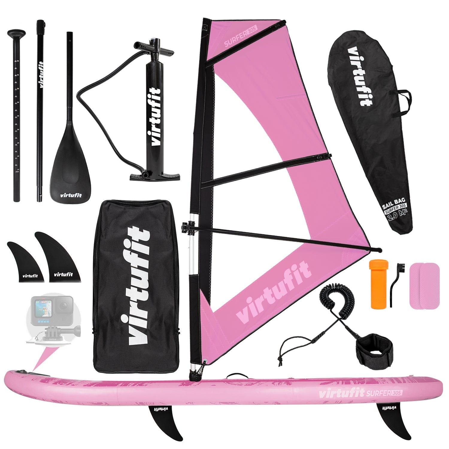 Virtufit Supboard Surfer 305 - Pink - Inclusief Windzeil en accessoires - Tweedekans