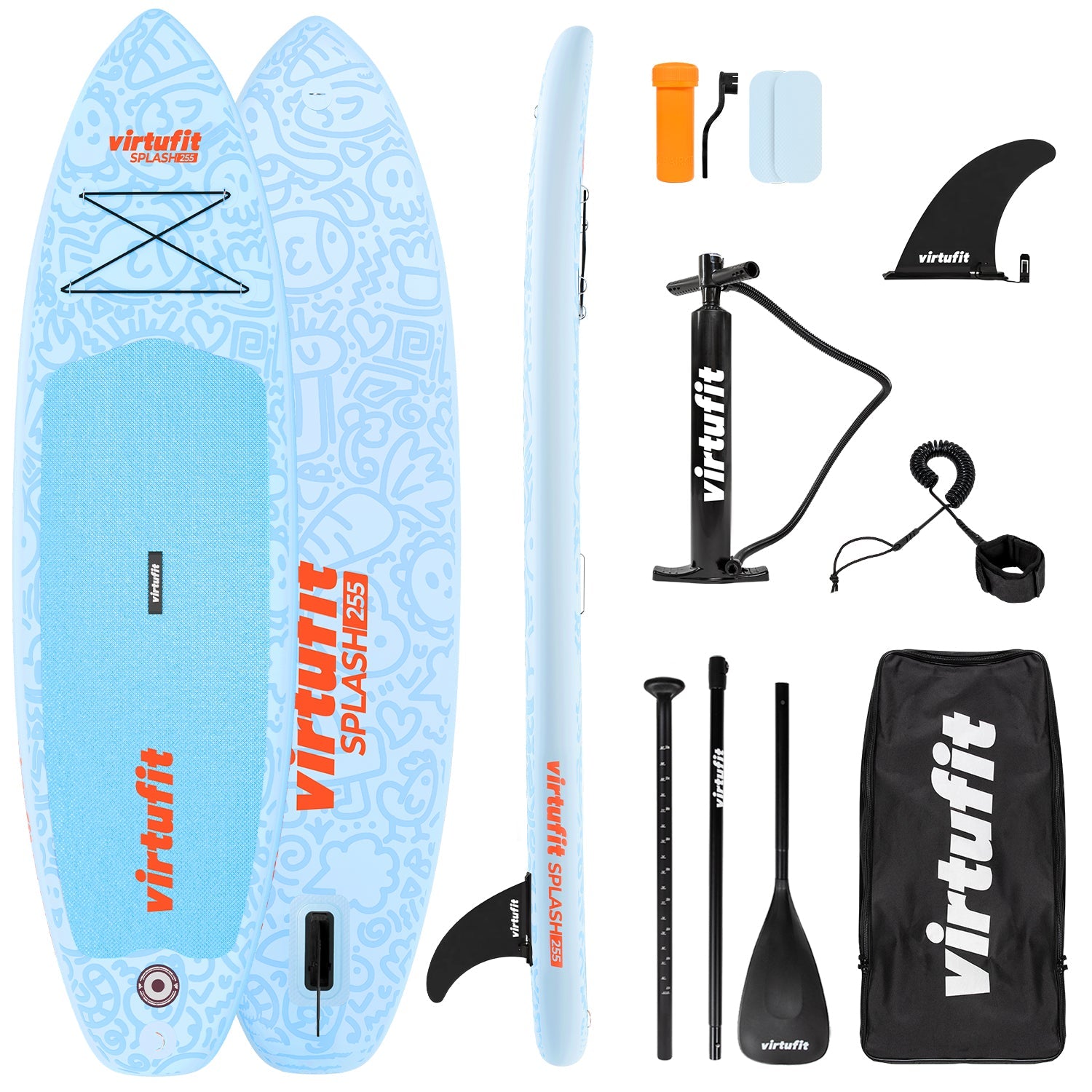 VirtuFit Supboard Splash 255 - Doodle Blue - Met accessoires en draagtas - Tweedekans