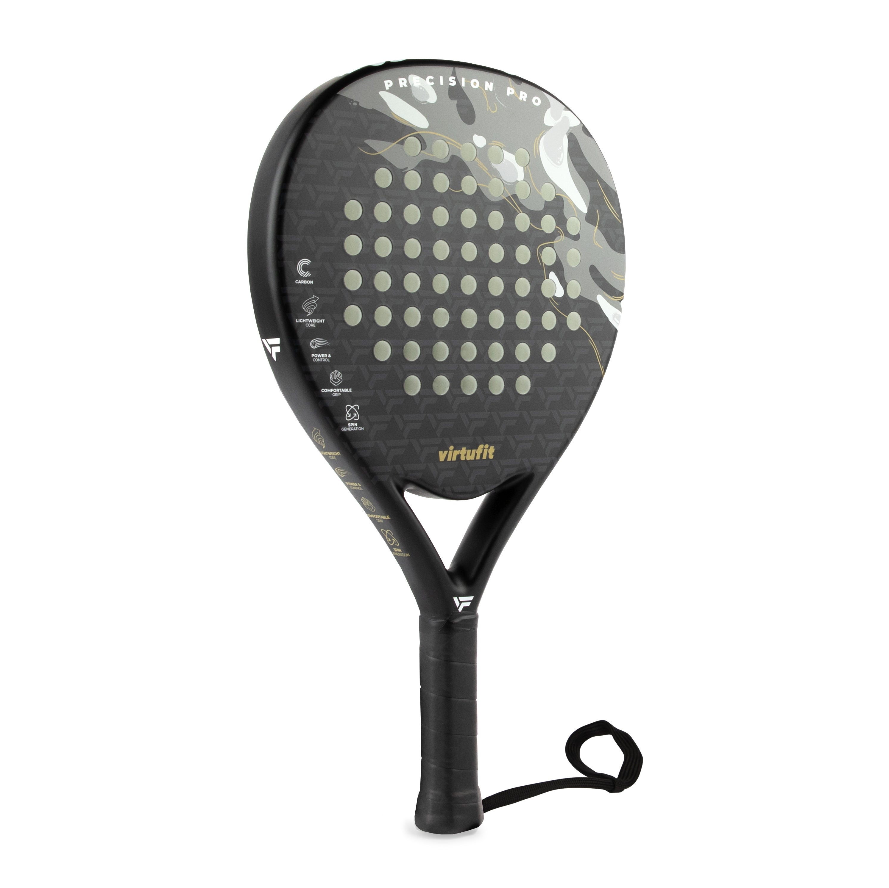 VirtuFit Precision Pro Padel Racket - Zwart - Goud - Tweedekans