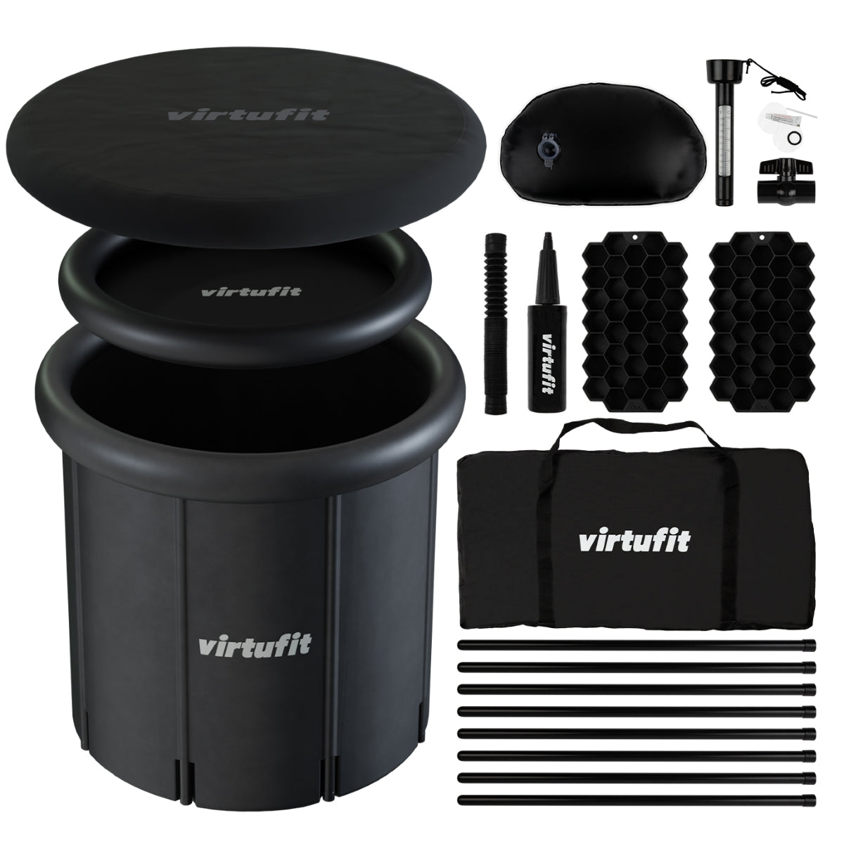 VirtuFit IJsbad XXL - 375 Liter - Antraciet - Inclusief accessoires - Tweedekans