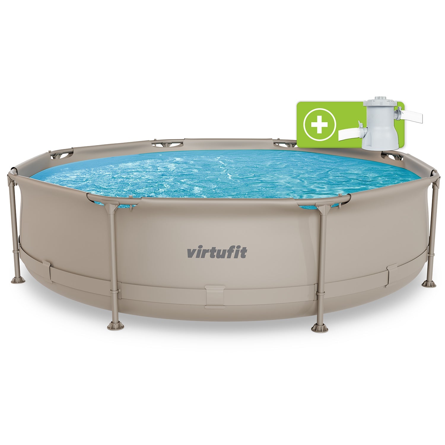 VirtuFit Rond Zwembad - Ø305 x 76 cm - Beige - Inclusief Filterpomp - Tweedekans