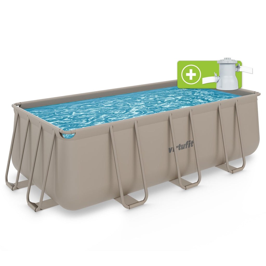 VirtuFit Rechthoekig Zwembad 400 x 200 x 122 cm - Beige - Inclusief Filterpomp - Tweedekans