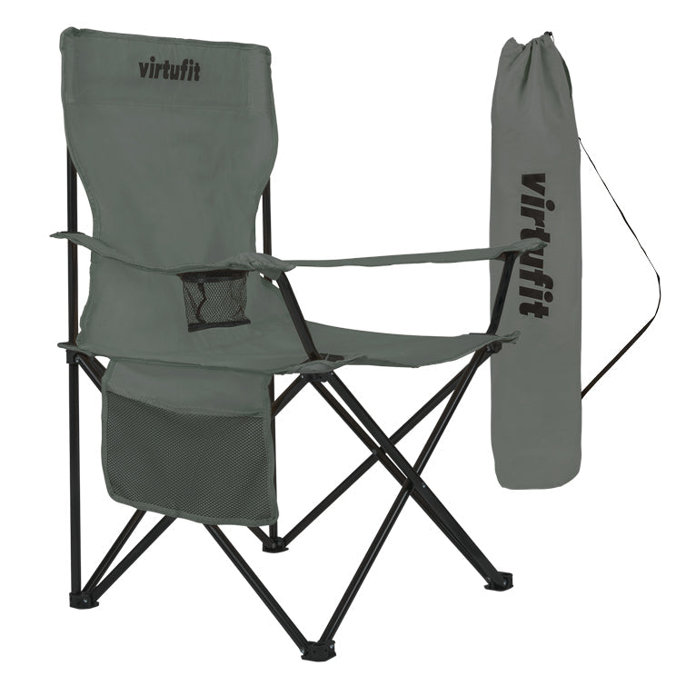 VirtuFit Opvouwbare Camping Stoel - Strandstoel - Grijs - Tweedekans