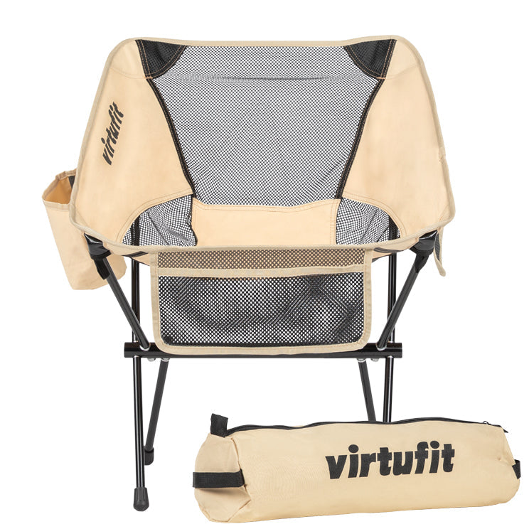VirtuFit Camping Stoel Compact - Opvouwbaar - Beige - Set van 2