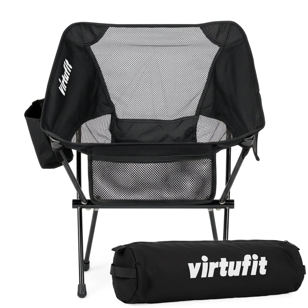 VirtuFit Camping Stoel Compact - Opvouwbaar - Zwart - Set van 2