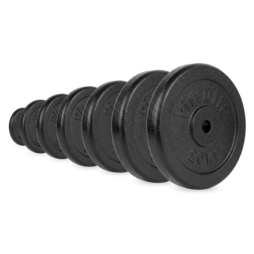 VirtuFit Gietijzeren Halterschijf - Halter gewicht - 30 mm - 15 kg - Zwart - Tweedekans