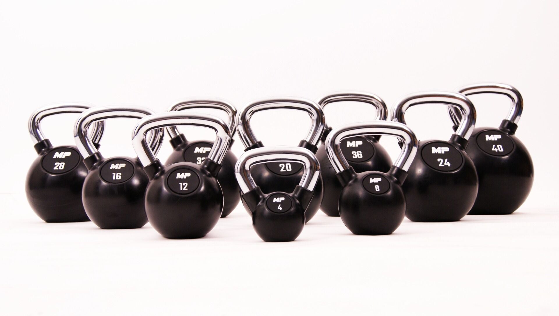 Muscle Power Rubberen Kettlebell - Zwart - 24 kg