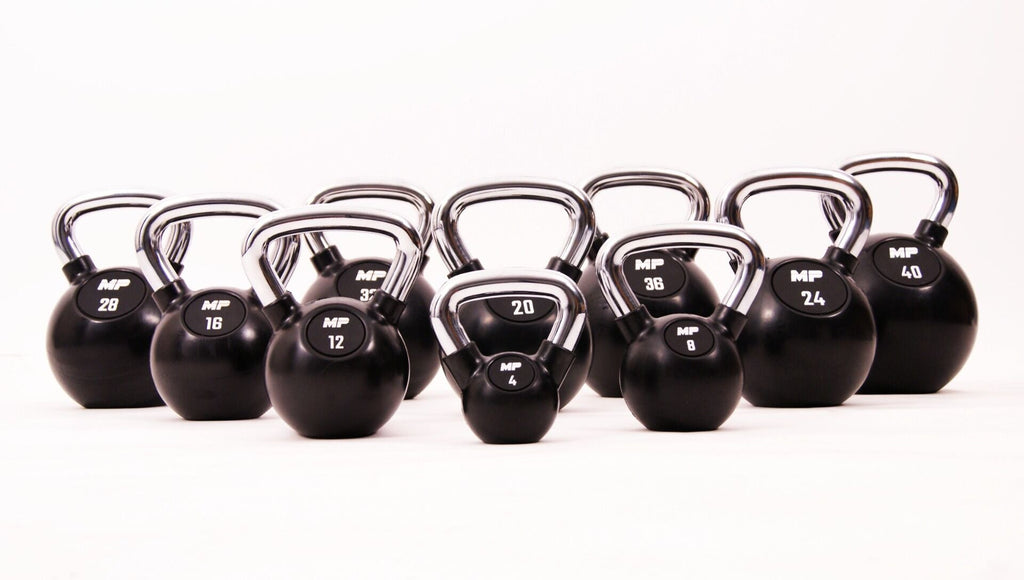 Muscle Power Rubberen Kettlebell - Zwart - 28 kg