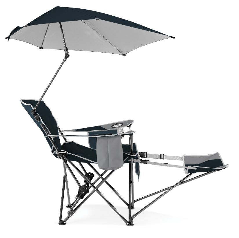 Sport-Brella Verstelbare Campingstoel - Visstoel - Strandstoel met Parasol - Blauw