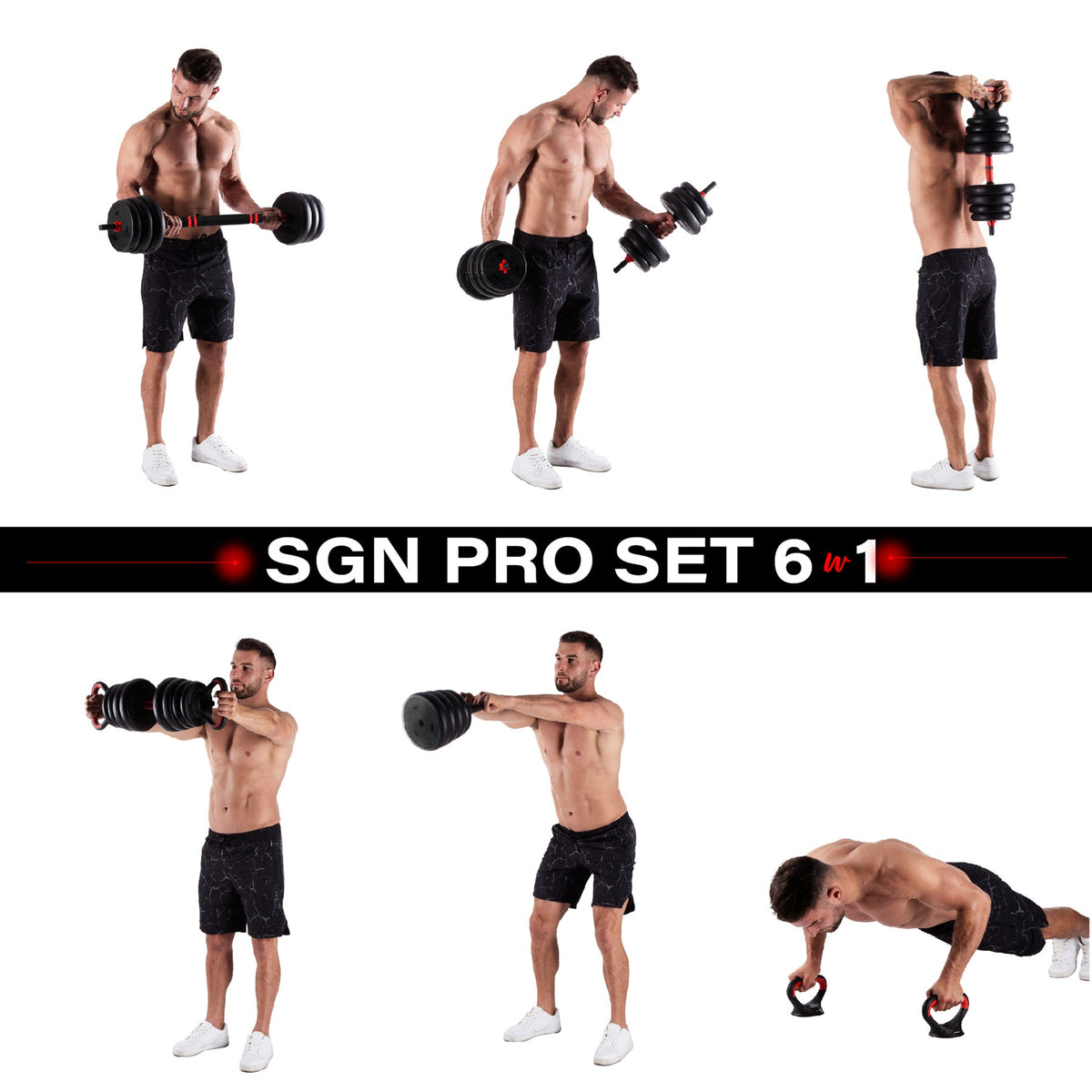 HMS 6-in-1 Krachttraining Set - 30 kg - Aanzicht
