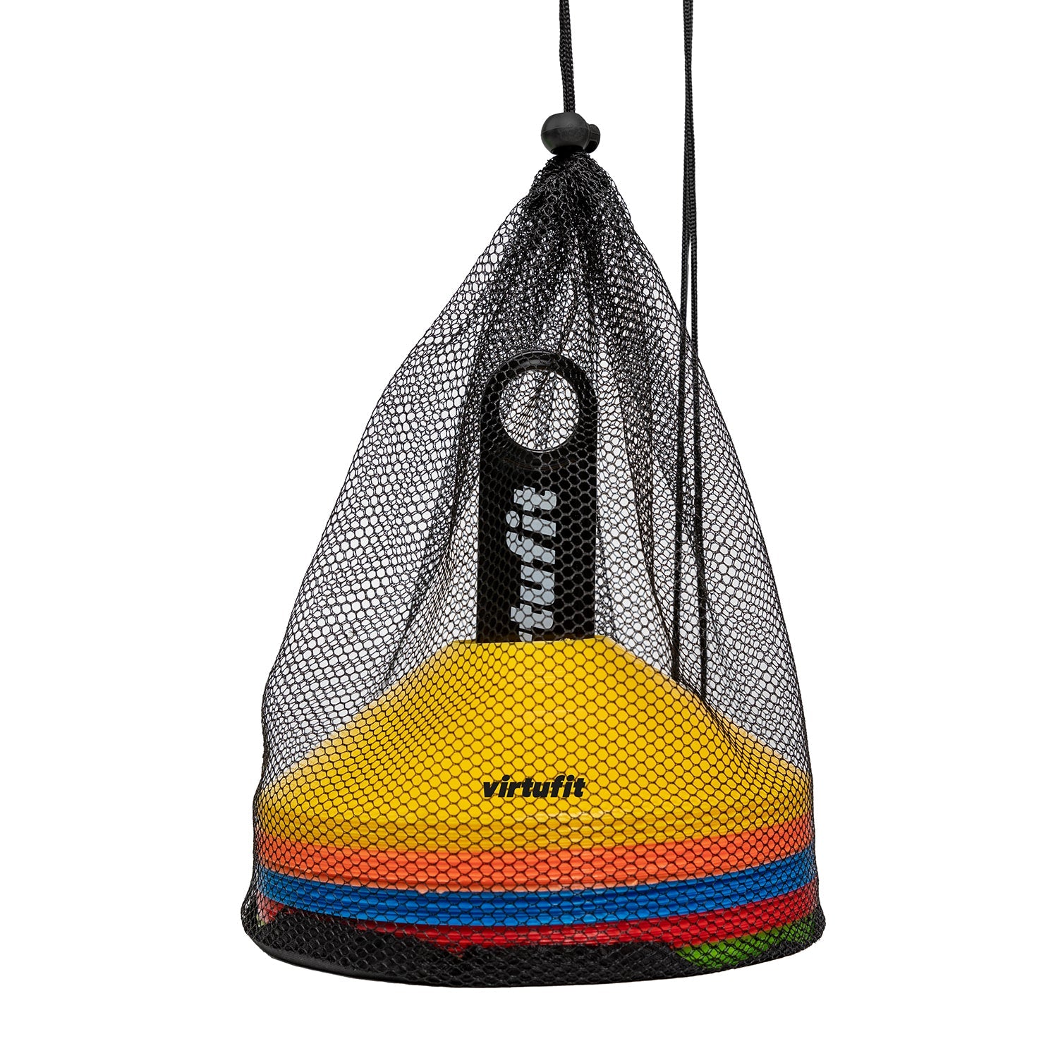 VirtuFit Trainingshoedjes met houder - Pionnen - 50 Stuks - Incl. draagnet - Tweedekans