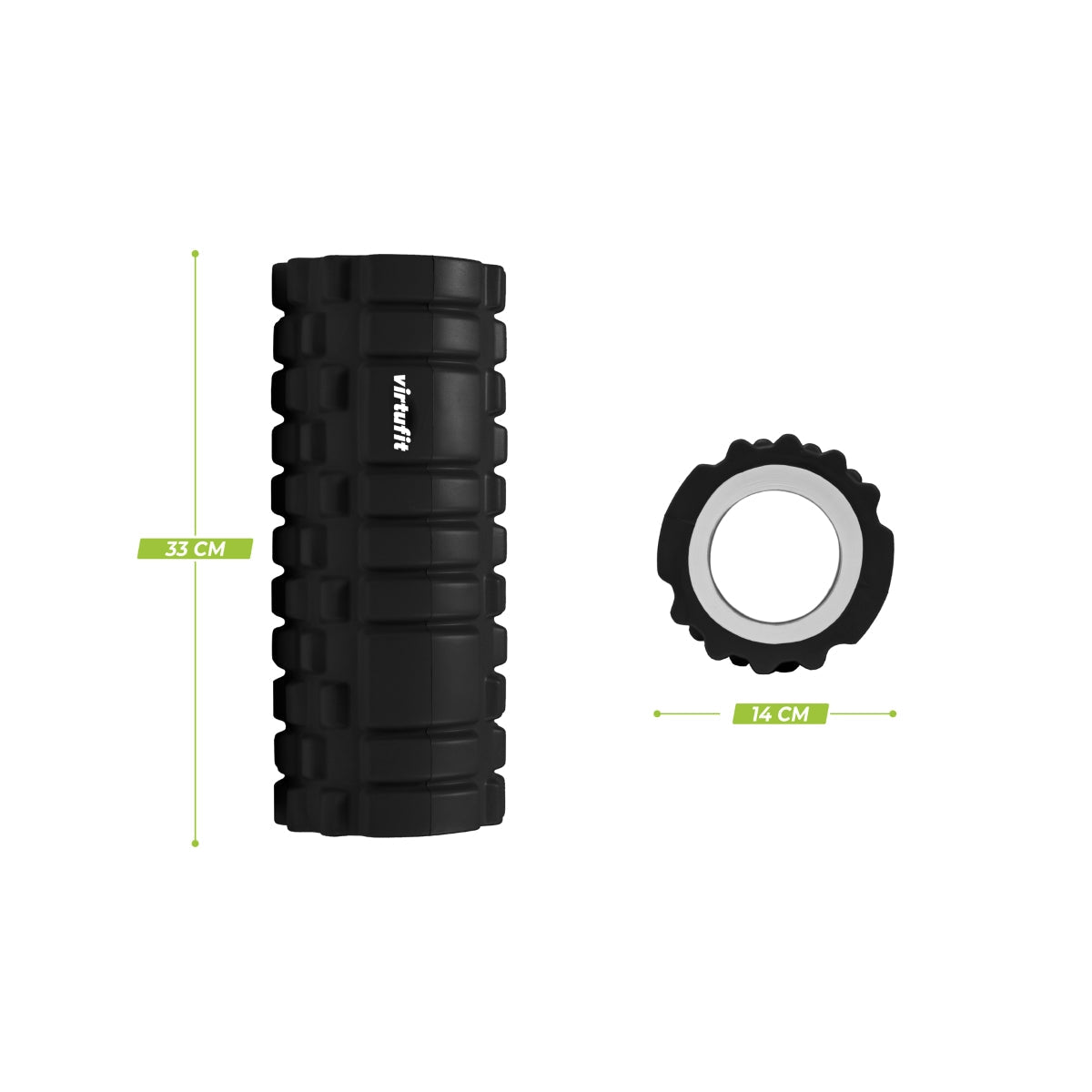 VirtuFit Grid Foam Roller - Massage roller - 33 cm - Zwart - Tweedekans