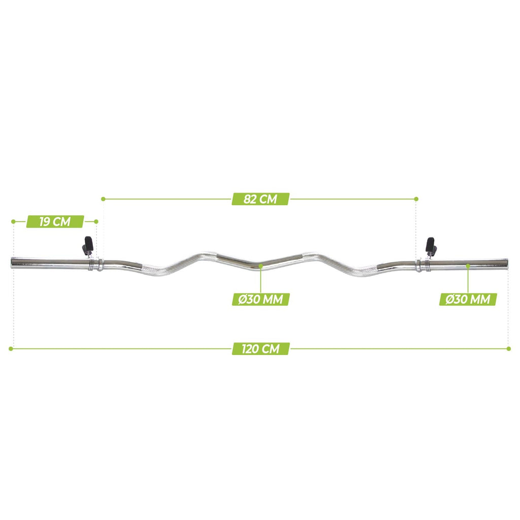 VirtuFit Curlstang - EZ Halterstang - 120 cm - Veerclip - 30 mm - Tweedekans