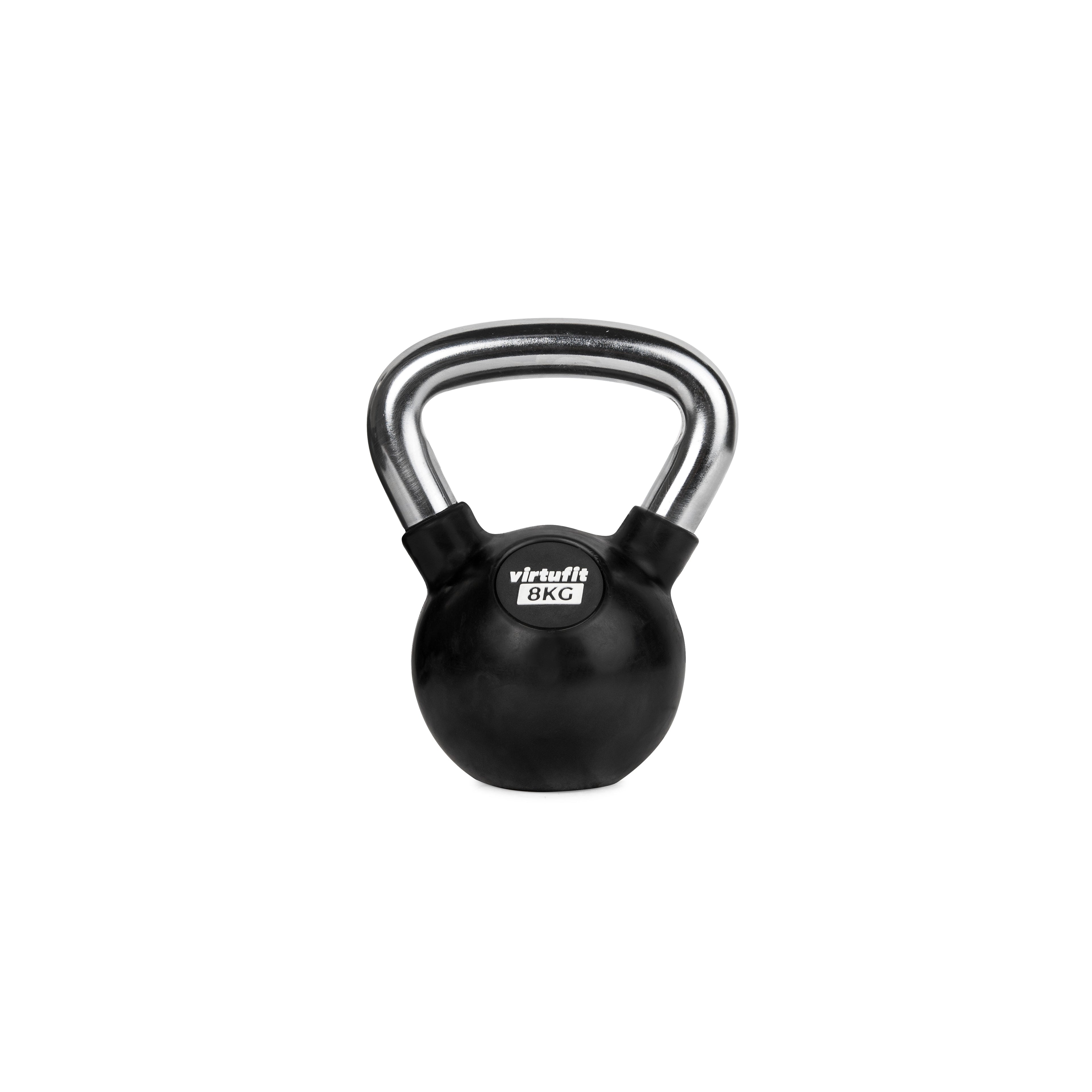 VirtuFit Kettlebell - Rubber/Chroom - 8 kg - Tweedekans