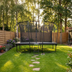 VirtuFit Premium Rechthoekige Trampoline met Veiligheidsnet - Zwart - 244 x 366 cm - Gratis trap - Tweedekans