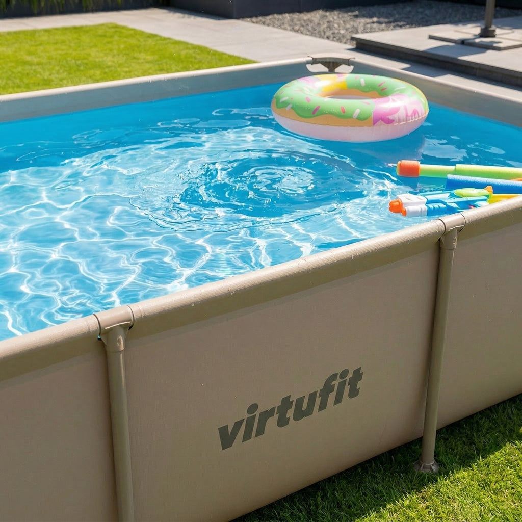 VirtuFit Rechthoekig Zwembad - 260 x 180 x 66 cm - Beige - Inclusief Filterpomp - Tweedekans