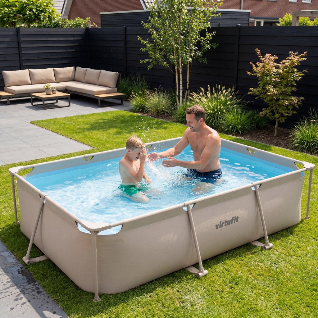 VirtuFit Rechthoekig Zwembad - 300 x 210 x 66 cm - Beige - Tweedekans