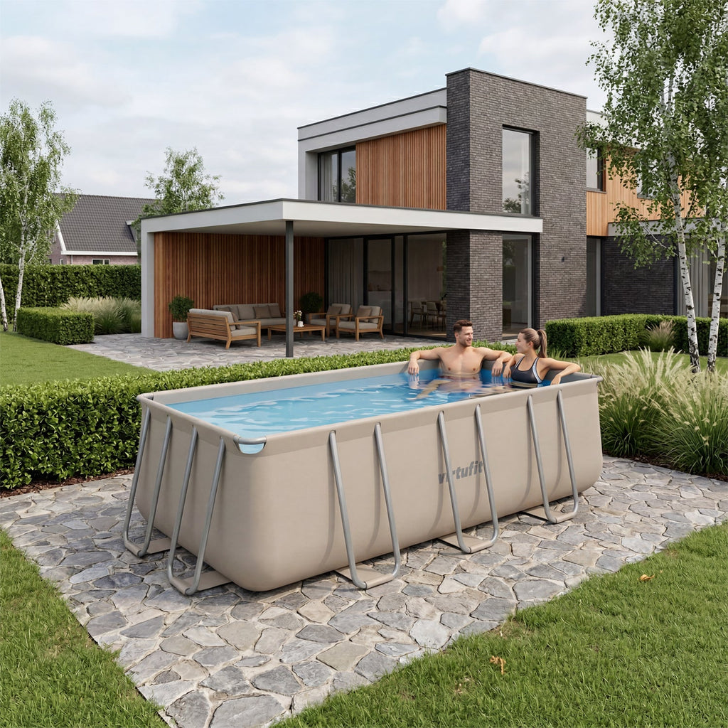 VirtuFit Rechthoekig Zwembad 400 x 200 x 122 cm - Beige - Tweedekans
