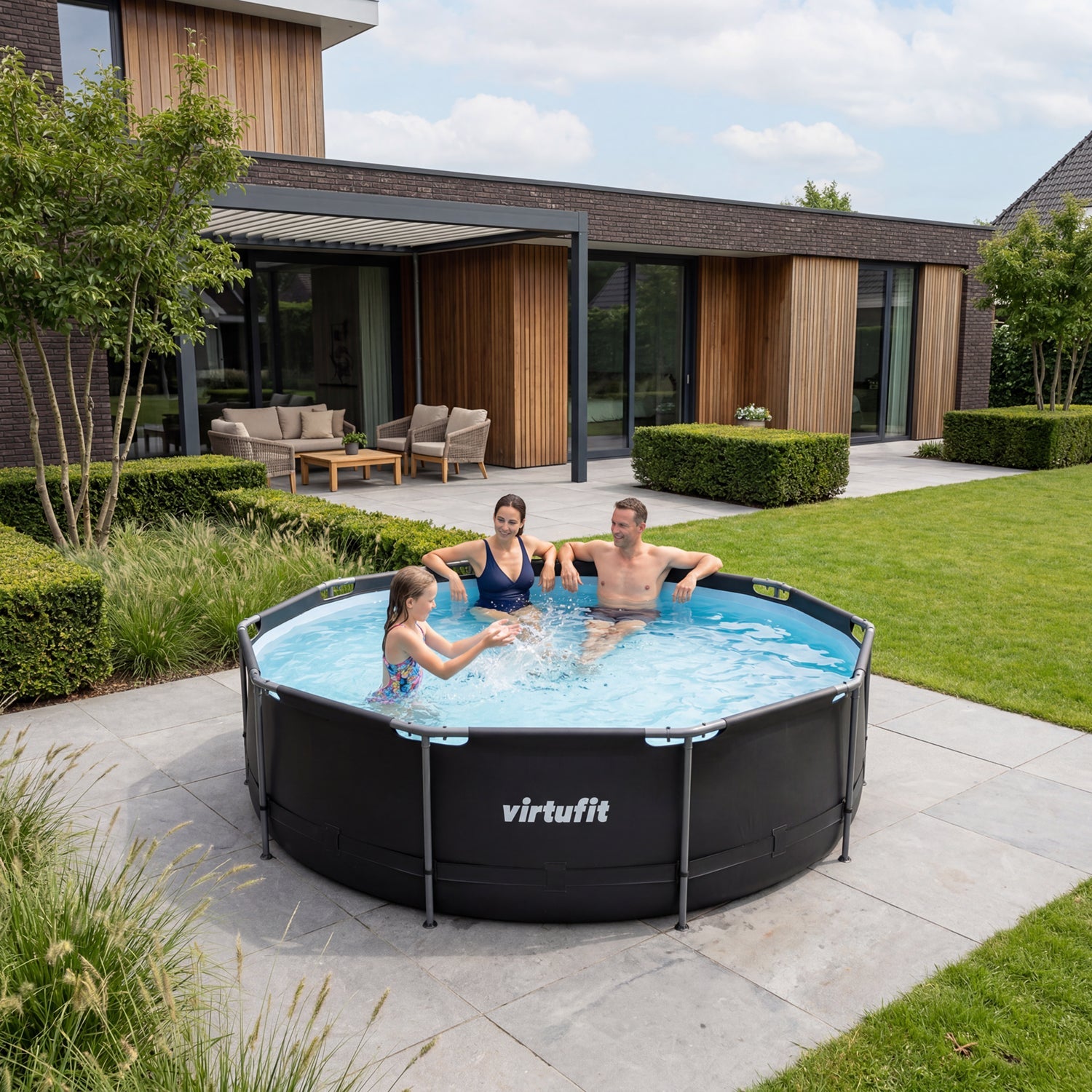 VirtuFit Rond Zwembad - Ø366 x 100 cm - Antraciet - Tweedekans