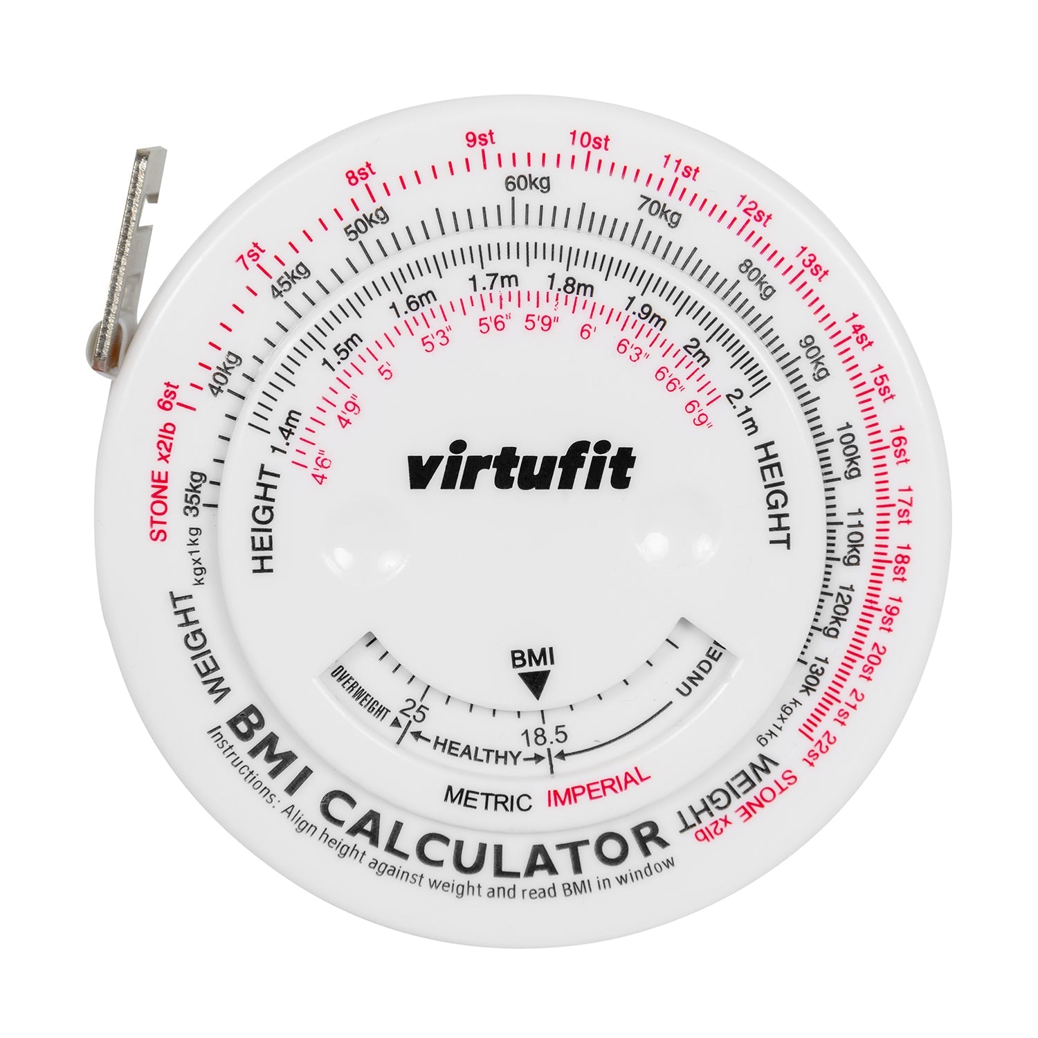 VirtuFit Omtrekmeter - Meetlint met BMI Calculator - 150 cm - Tweedekans