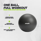 VirtuFit Anti-Burst Fitnessbal Pro - Gymbal - Swiss Ball - met Pomp - Zwart - 45 cm
