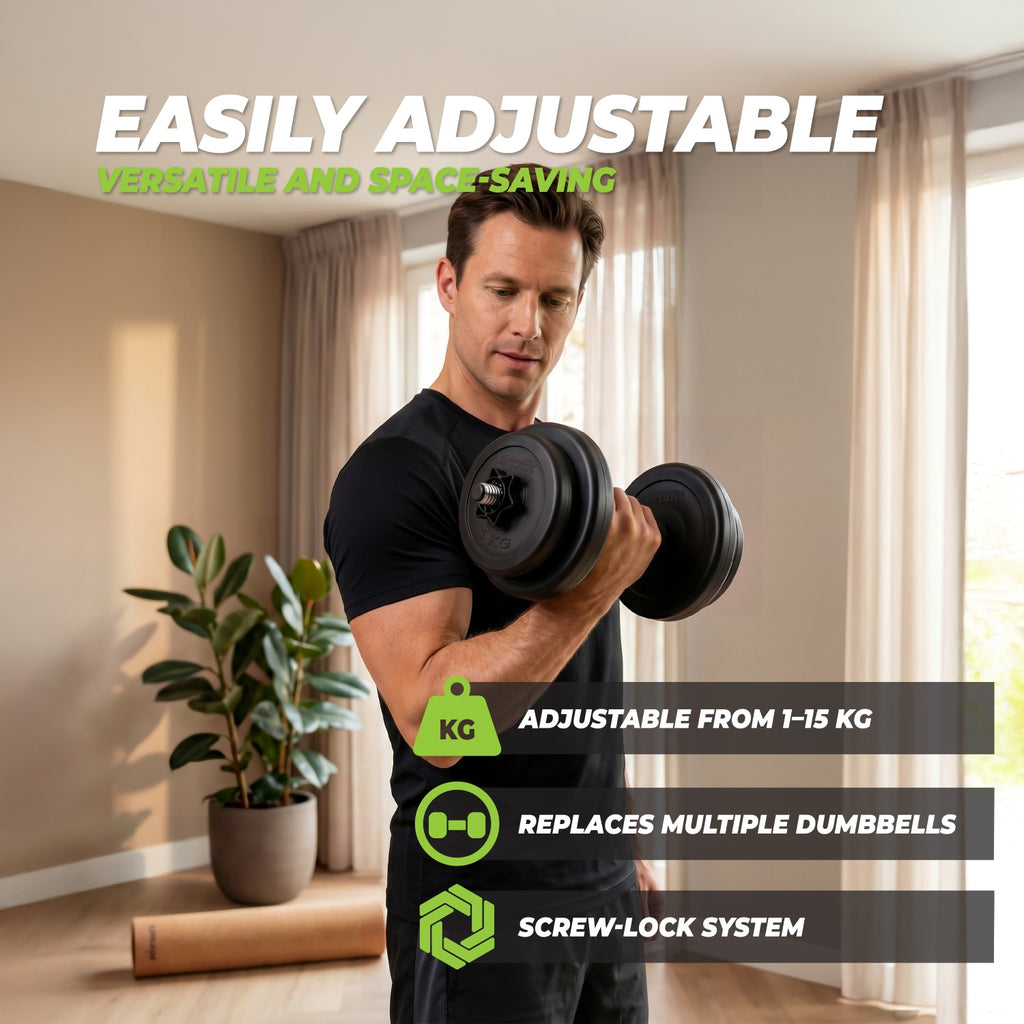 VirtuFit Verstelbare Dumbbell - Vinyl - 15 kg - Tweedekans