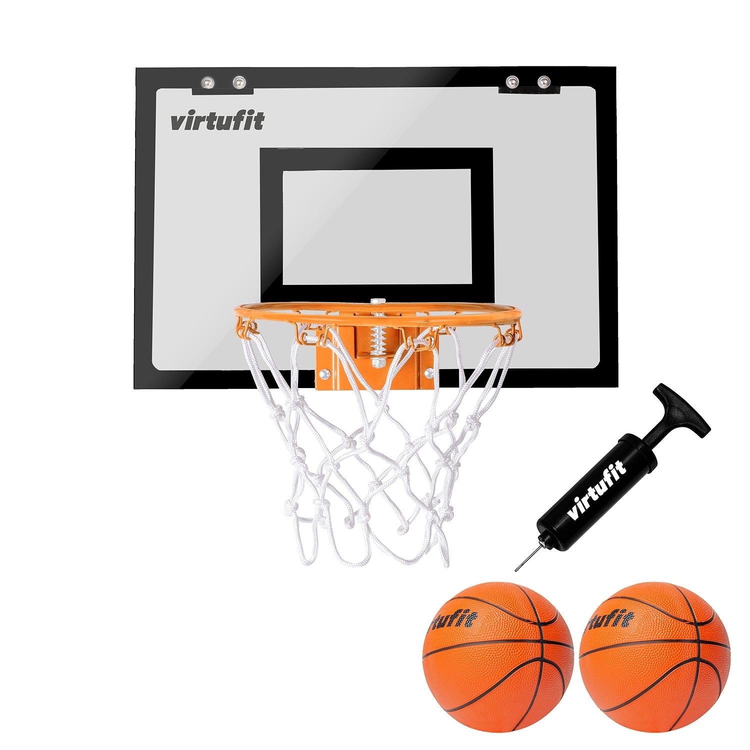 VirtuFit Pro Mini Basketbalbord met 2 Ballen en Pomp - Zwart - Tweedekans