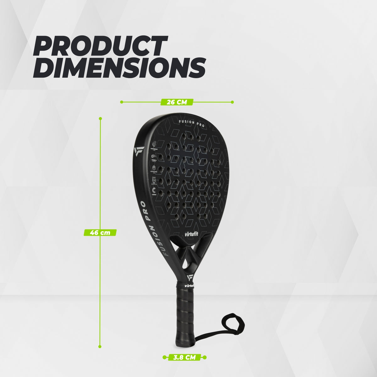 VirtuFit Fusion Pro Padel Racket - Zwart - Silver